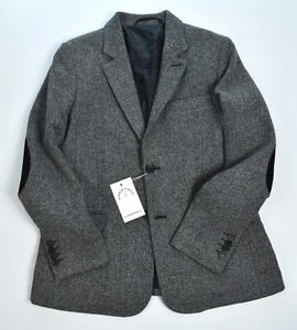 NWT Kirrin Finch Tweed Blazer M Gray Herringbone Sport Coat Jacket Made in Italy - Picture 1 of 8