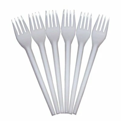 MW -Gabel weiss Plastik - Kunststoff Besteck - REUSABLE FORK - 100 - 1000 St.