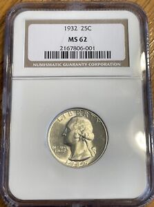 1932 P Washington Silver Quarter PCGS MS62