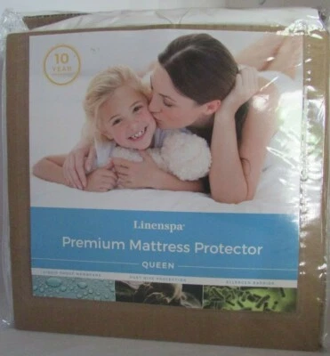 Linenspa первоклассный матрас протектор королева белый блоки жидкости и аллергены новый - Изображение 1 из 4