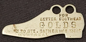 ANTIQUE - "GOLDS" FOOTWEAR - MONTREAL, QC - ADVERTISING - KEY CHAIN - ORIGINAL - Picture 1 of 2