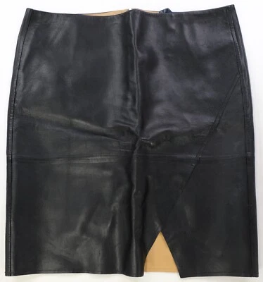Falda de cuero de cordero 100 % Polo Ralph Lauren vintage rara década de 2000 negra con etiquetas 14 Foto 1 de 4