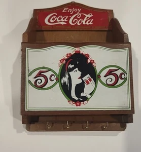 Coca Cola wood keychain holder and paper holder - Picture 1 of 10