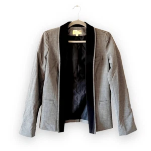 Elizabeth and James Wool Blend Blazer Size 4 Herringbone Gray Black Office Work - Picture 1 of 6