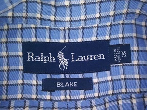 polo ralph lauren long sleeve button down shirt m blake blue on blue and white - Picture 1 of 4