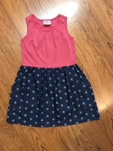 Hanna Andersson Girls Sleeveless Dress Pink Top Denim Bottom Sz 5 (110) - Picture 1 of 6