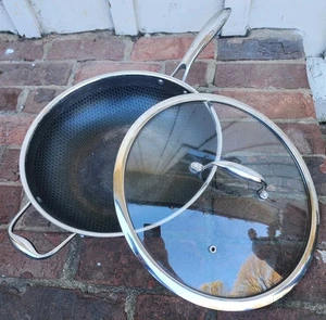 HexClad Hybrid 12” Wok Nonstick Frying Pan with Tempered Glass Lid, USED!! - Picture 1 of 9