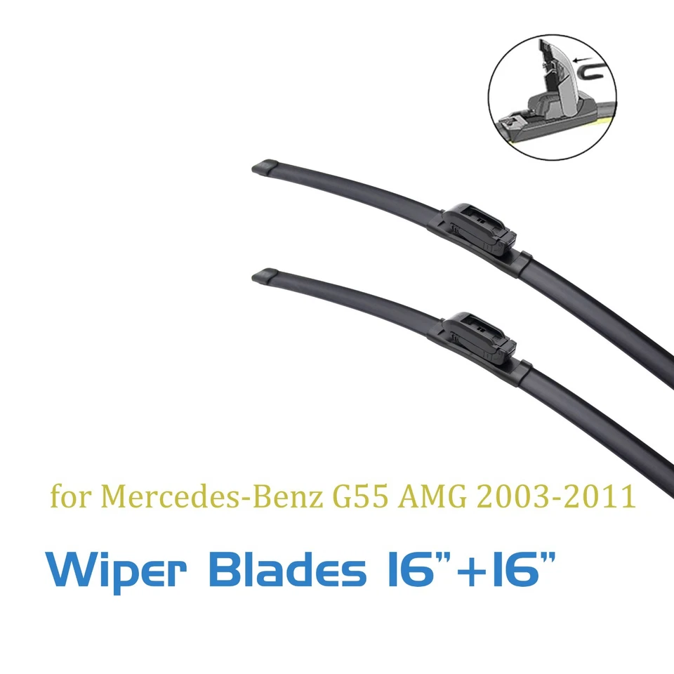 2, limpiaparabrisas 16 16 para Mercedes-Benz G55 AMG 2003-2011 gancho en J delantero Foto 1 de 4