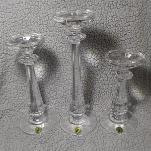 3 Waterford Crystal Faceted Pillar Candlestick 8" 10" 12" With Box Unused - Picture 1 of 24