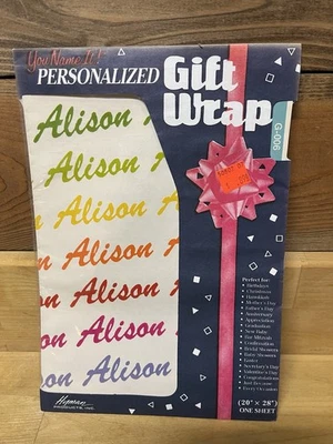 Embrulho de presente personalizado You Name It - ALISON - 1 folha de papel de embrulho 20” x 28” - Imagem 1 de 2