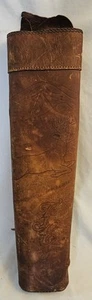 Vintage Hard Leather Handmade Arrow Quiver Carved Deer & Moutains 21" Rustic - Picture 1 of 8