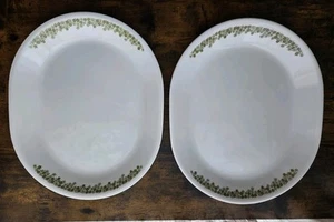 Corelle Spring Blossom Green Crazy Daisy Oval Serving Platter 12" x 10” Set Of 2 - Picture 1 of 10