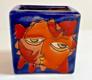 Vintage Abstract Hand painted Square Vase, Germany - Foto 1 di 8
