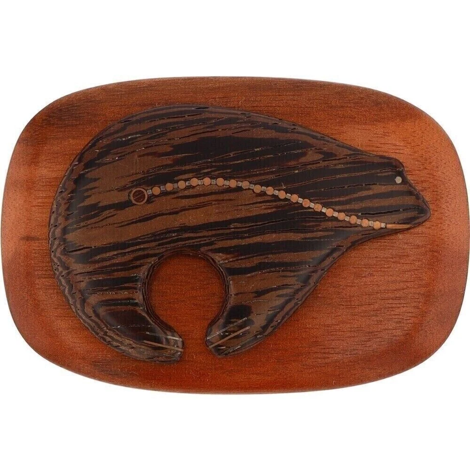 Madera Plata Nuevo Oso Zuni Nativo Americano Hecho a Mano Años 90 Nuevo de Lote Antiguo Hebilla de Cinturón Foto 1 de 4