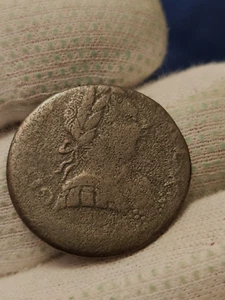 1770's Half Penny Off Center Non Regal George III Colonial Coin Used In Early US - Picture 1 of 12