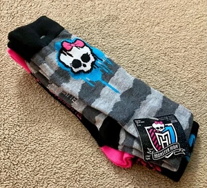 Monster High - Girls Knee High Socks - Large 4-10 - Skulls & Lightning Bolts - Picture 1 of 1
