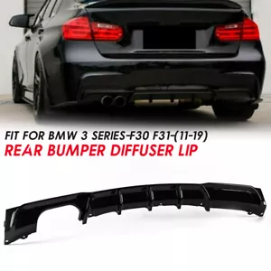 For 2012-2018 BMW F30 F31 M Sport Bumper Rear Lower Diffuser Lip Gloss Black NEW - Picture 1 of 12