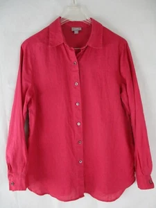 J.Jill 100% Linen Top Soft Berry Red Button Down Blouse size XS - Picture 1 of 6
