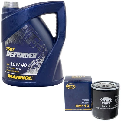MANNOL Motoröl Set 10W-40 5 Liter + Ölfilter SM 113 für Citroën Saxo C5 II