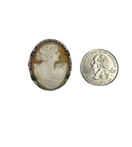 Vintage Silver .925 JB Sterling Silver Carved Cameo Pendant - Picture 1 of 5