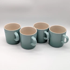 Le Creuset 12 oz Stoneware Coffee Mugs Set of 4 Sea Salt Blue Coastal Nautical - Picture 1 of 7