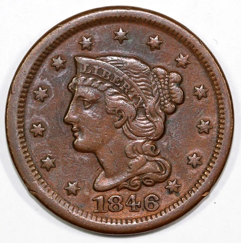 1846 1c Braided Hair Large Cent Cover