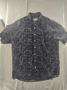 Eddie Bauer Shirt Mens XLT Nautical All Over Print Linen Button Up Short Sleeve - Picture 1 of 5
