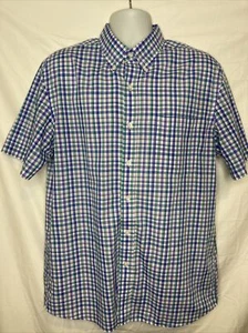 Saddlebred Easy Care Button Shirt Men’s Large Blue Purple Green Plaid - Picture 1 of 7