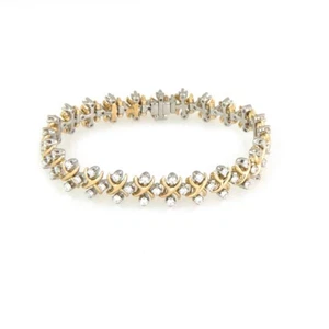 Tiffany & Co. Schlumberger Diamond Bracelet 18k Gold Platinum X Link Style - Picture 1 of 9