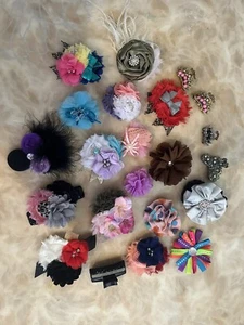 Boutique Design Handmade Bow Clips & Claw Clips, Lot Of 22 Just For YOU! - Picture 1 of 9