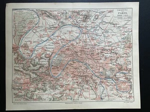 antiker historischer Stadtplan: Umgebung von Paris um 1900 - Bild 1 von 8