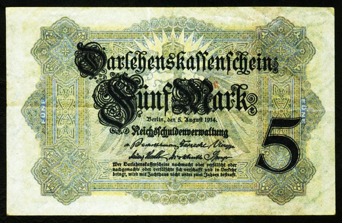 Reproduktion: 5, 20, 50 Mark Darlehenskassenscheine 1914 - Sammlerstücke In Originalgröße