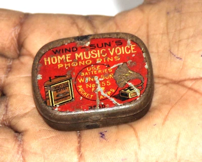Vintage Wind - Suns Home Music Voice Phono Pins Needle Scatola Di Latta 10897 - Immagine 1 di 4