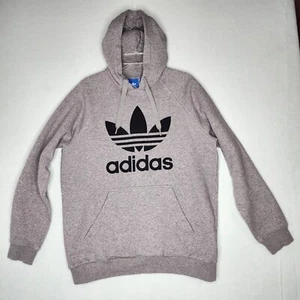 Adidas Mens Original Trefoil Hoody Hoodie Gray Kangaroo Pocket Sz L  - Picture 1 of 11