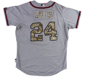 Evan Gattis Signed Game Used Atlanta Braves Gray Memorial Day Jersey - 2013 Game - Picture 1 of 5