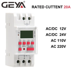 GEYA Programmable Digital LCD Timer Weekly Time Relay Switch 20A AC/DC 12-220V - Picture 1 of 11