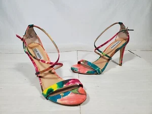 STEVE MADDEN FELIZ FLORAL SNAKESKIN TEXTURE HEELS STILETTO STRAPPY WOMENS 10M - Picture 1 of 7