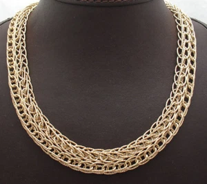 18" Technibond Diamond Cut Oval  Chain Necklace 14K Yellow Gold Plated Silver  - Picture 1 of 4