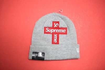 Gorro cruzado gris con logotipo de caja Supreme X New Era FW20 Foto 1 de 4