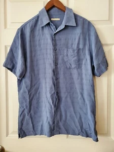 Age of Wisdom Men's Short Sleeve Blue Button Down Shirt Modal Size Large - Picture 1 of 4