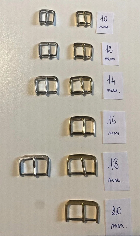 FIBBIA AD ARDIGLIONE VINTAGE ARGENTATA/DORATA CON ANSE DA 10-12-14-16-18-20MM - Immagine 1 di 1