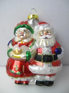SPF Santa and Mrs Clause Blown Christmas Ornament 4" H - Picture 1 of 8