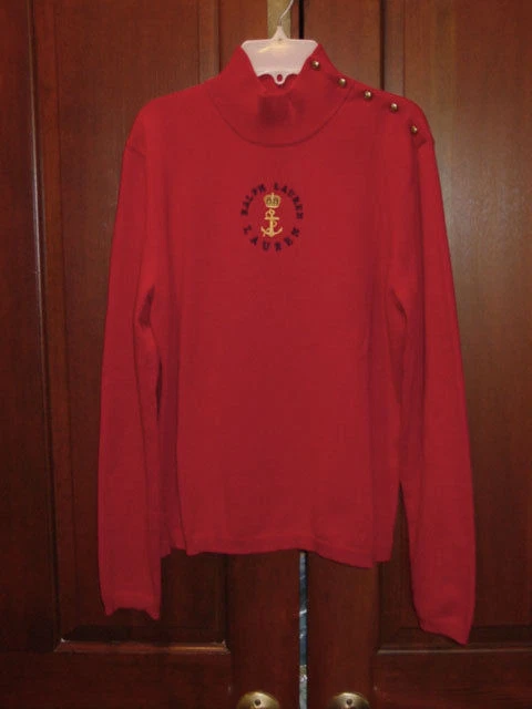 RALPH LAUREN POLO NIÑAS ROJO ALGODÓN JERSEY SUÉTER TALLA GRANDE NUEVO Foto 1 de 1
