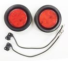 (2)  Red 2" Round LED Trailer Side Clearance Light w/Grommet & Plug - 24001