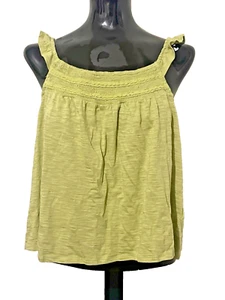 SO - size XL Green Crop Tank Top, Ruffle Spaghetti Straps, Y2K Rave Festival Top - Picture 1 of 9