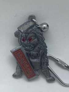 Vintage keyring Japanese  Metal Souvenir keyring Engraved 2" Red Eye Gem Crystal - Picture 1 of 11