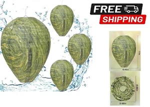 4 Pack Fake Hornet Nest Decoy Wasp & Carpenter Bee Repellent Outdoor 8.66"×11" - Picture 1 of 6