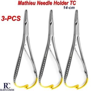 Soporte de aguja Mathieu TC 14 cm oro sutura quirúrgica instrumentos de ligadura dental - Imagen 1 de 5