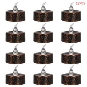 12 Pcs Plated Black Candles Battery Operated Tea light Flameless LED Electronic - Picture 1 of 8
