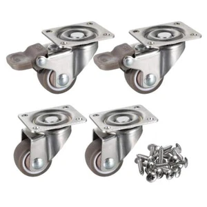 bayite 4 Pack 1" Low Profile Casters Wheels Soft Rubber Swivel Caster - Picture 1 of 9